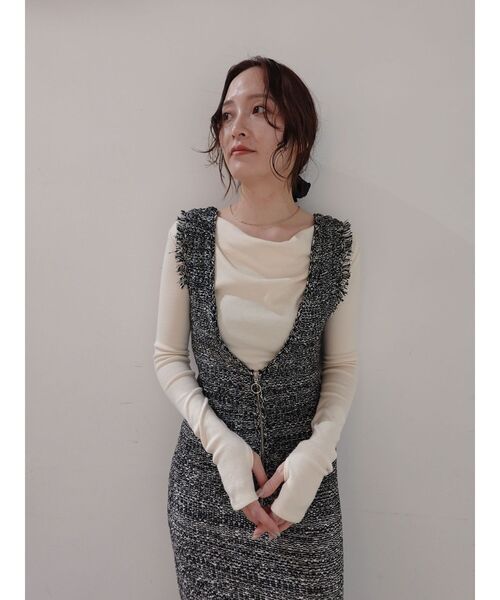 LAGUNAMOON（ラグナムーン）の「オフショルドレープ2WAYトップス（Tシャツ/カットソー・レディース・アイボリー/ブラック/ブラウン・FREE）」の11枚目の写真