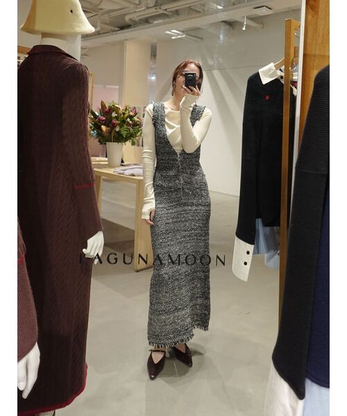 LAGUNAMOON（ラグナムーン）の「オフショルドレープ2WAYトップス（Tシャツ/カットソー・レディース・アイボリー/ブラック/ブラウン・FREE）」の12枚目の写真