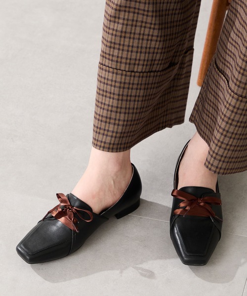 セール】2025秋冬新作サテンリボン甲深シューズ/56307（パンプス