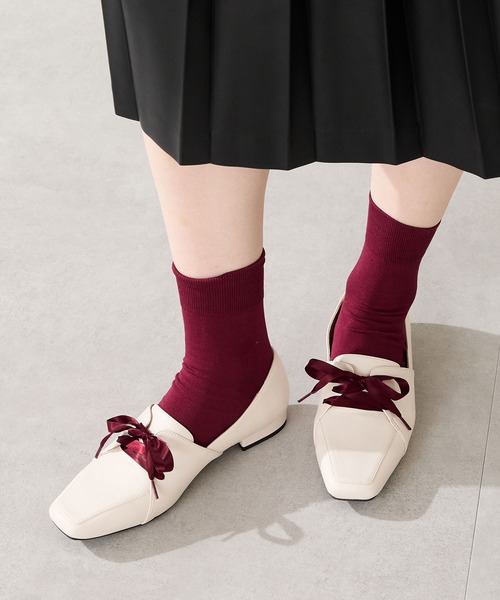 セール】2025秋冬新作サテンリボン甲深シューズ/56307（パンプス