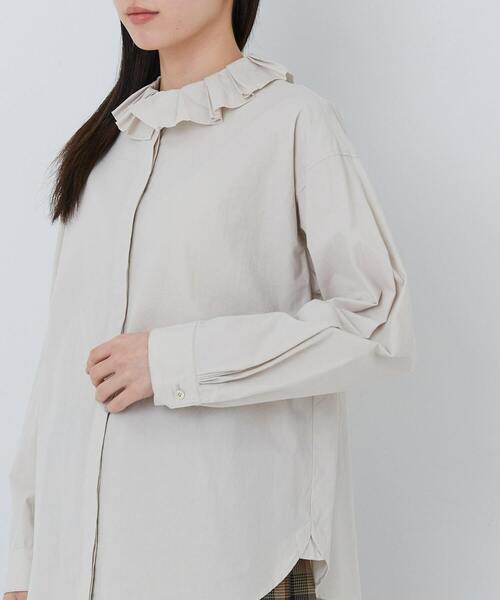 conges payes ADIEU TRISTESSE（コンジェ ペイエ アデュートリステス）の「タイプライターフリルシャツ（シャツ/ブラウス・レディース・オフホワイト/ベージュ・38）」の4枚目の写真