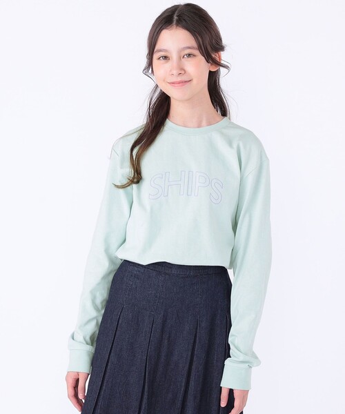 SHIPS（シップス）の「【WEB限定】SHIPS KIDS:100～160cm / SHIPS ラウンド プリント ロゴ ロングスリーブ Tシャツ（Tシャツ/カットソー・キッズ・ライトグリーン/ホワイト/ネイビー/グレー/ブラック・130/140/150/160/100/110/120）」の10枚目の写真