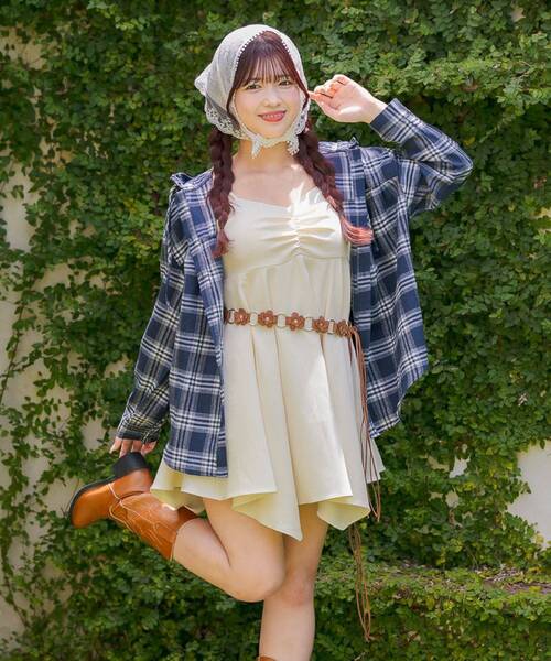 ems excite（エムズエキサイト）の「裾イレヘムミニキャミOP（ワンピース・レディース・ナチュラル/ブラック/ブラウン系その他2・FREE）」の7枚目の写真