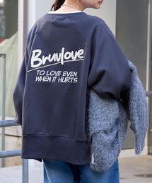 カレッジロゴ刺繍サイドスリット裏起毛オーバーサイズスウェットスミクロ