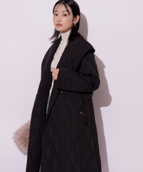 Mystrada（マイストラーダ）の「ショールカラーキルティングパテットコート（ダウンジャケット/コート・レディース・ブラック/ブラウン/ホワイト・36/38）」の4枚目の写真