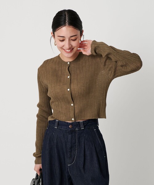 【新品タグ付】6 ROKU アルパカブレンド ランダムリブ ニット カーディガン 6(ROKU)＞アルパカブレンド ランダムリブ ニット プルオーバー