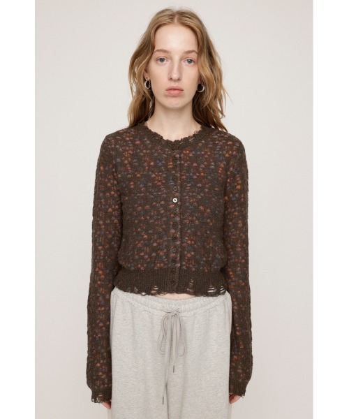 SLY(スライ)の「TWIN BLOOM KNIT C/D ツイン ブルーム ニット カーディガン 秋服 冬服(カーディガン/ボレロ・レディース・ベージュ/ブラウン/ピンク・FREE)」の5枚目の写真