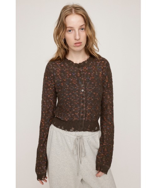 SLY(スライ)の「TWIN BLOOM KNIT C/D ツイン ブルーム ニット カーディガン 秋服 冬服(カーディガン/ボレロ・レディース・ベージュ/ブラウン/ピンク・FREE)」の6枚目の写真