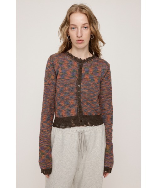 SLY(スライ)の「TWIN BLOOM KNIT C/D ツイン ブルーム ニット カーディガン 秋服 冬服(カーディガン/ボレロ・レディース・ベージュ/ブラウン/ピンク・FREE)」の7枚目の写真