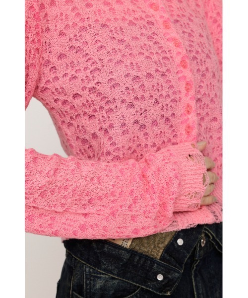 SLY(スライ)の「TWIN BLOOM KNIT C/D ツイン ブルーム ニット カーディガン 秋服 冬服(カーディガン/ボレロ・レディース・ベージュ/ブラウン/ピンク・FREE)」の17枚目の写真