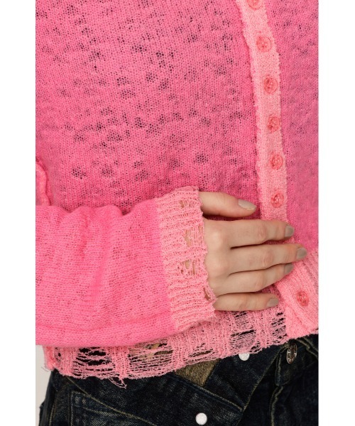 SLY(スライ)の「TWIN BLOOM KNIT C/D ツイン ブルーム ニット カーディガン 秋服 冬服(カーディガン/ボレロ・レディース・ベージュ/ブラウン/ピンク・FREE)」の21枚目の写真