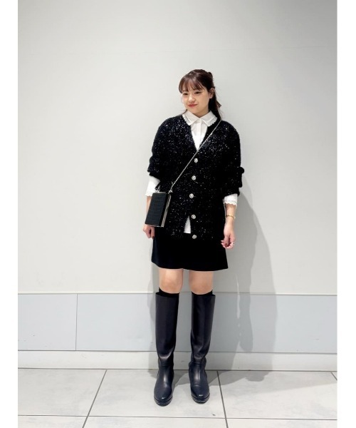 LOULOU WILLOUGHBY(ルルウィルビー)の「【LOULOU WILLOUGHBY】フィルムラメミドルカーディガン(カーディガン/ボレロ・レディース・ピンク/ブラック・2)」の5枚目の写真