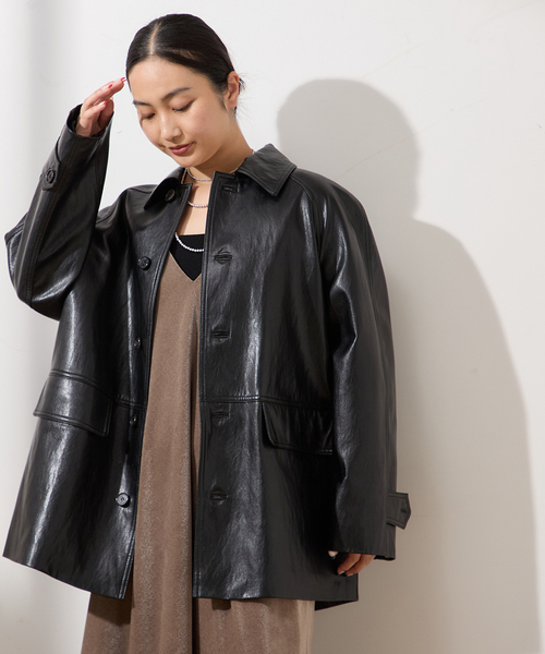 DUNST/ダンスト】UNISEX LILY VEGAN LEATHER HALF JAC：ジャケット