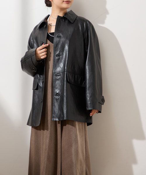 DUNST/ダンスト】UNISEX LILY VEGAN LEATHER HALF JAC：ジャケット