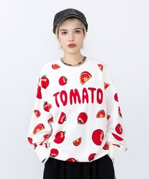 【新サイズ】フード総柄スウェット(RENNYU・KIWI・TOMATO・FUGU)