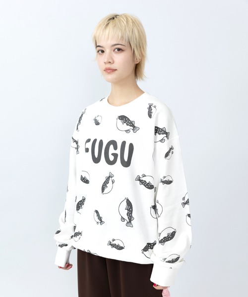 新サイズ】フード総柄スウェット（RENNYU・KIWI・TOMATO・FUGU