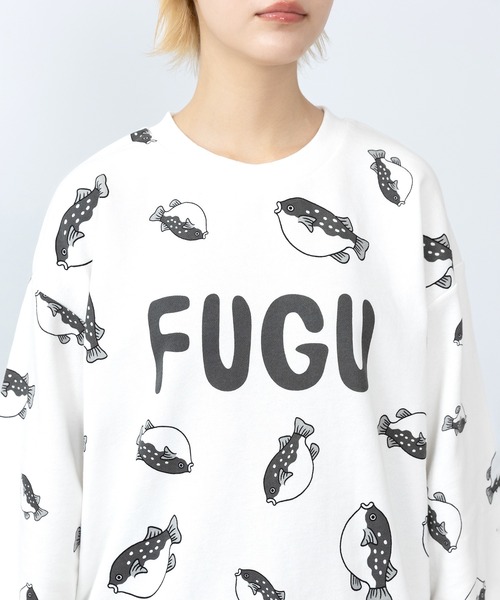PUNYUS(プニュズ)の「【新サイズ】フード総柄スウェット(RENNYU・KIWI・TOMATO・FUGU)(スウェット・レディース・ブルー/レッド/グリーン/ブラック・3/4/5/1/2)」の16枚目の写真