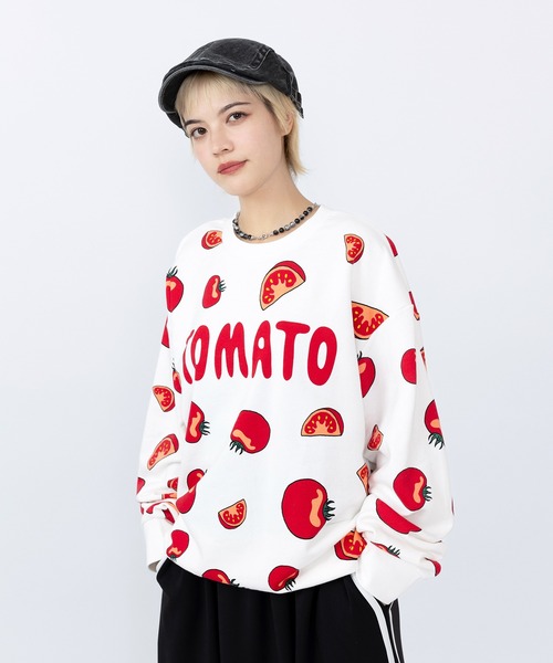 プニュズ　フグスウェット 新サイズ】フード総柄スウェット（RENNYU・KIWI・TOMATO・FUGU