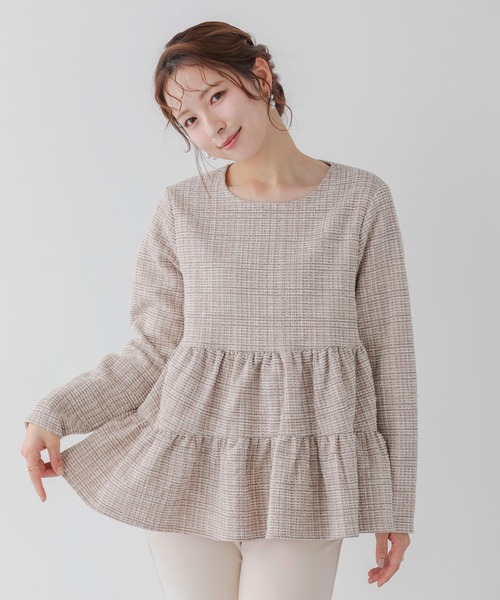 ラメツイードティアードトップス　フィットモア セール】ラメツイードティアードトップス（その他トップス）｜Fit more