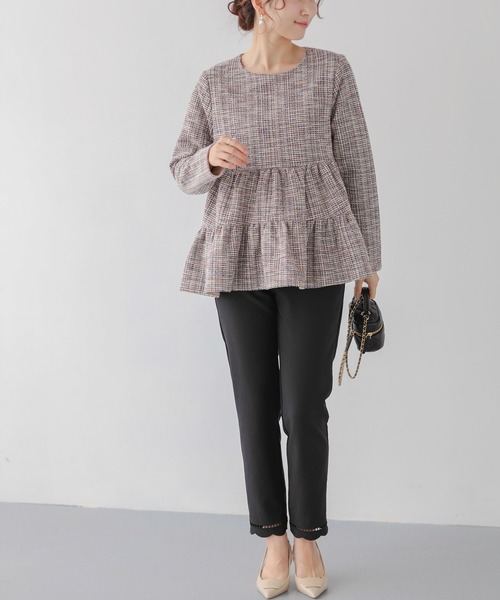 ラメツイードティアードトップス　フィットモア セール】ラメツイードティアードトップス（その他トップス）｜Fit more