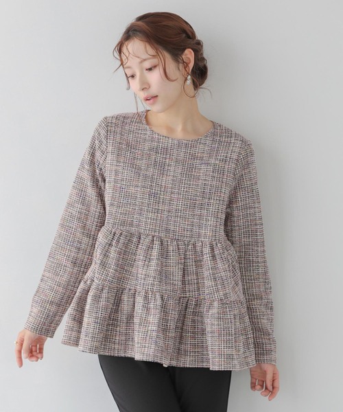 ラメツイードティアードトップス　フィットモア セール】ラメツイードティアードトップス（その他トップス）｜Fit more