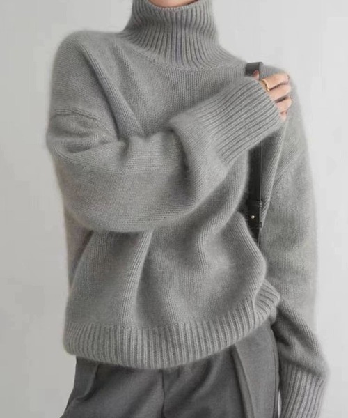 BLANC FICELLE(ブランフィセル)の「ニット タートル(ニット/セーター・レディース・ブラウン/ベージュ/ブラック/Off White/ワイン/グレー・FREE)」の3枚目の写真