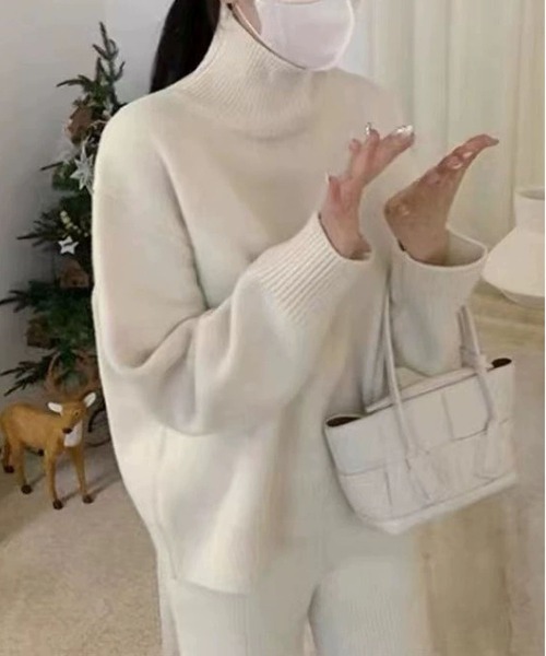 BLANC FICELLE(ブランフィセル)の「ニット タートル(ニット/セーター・レディース・ブラウン/ベージュ/ブラック/Off White/ワイン/グレー・FREE)」の2枚目の写真
