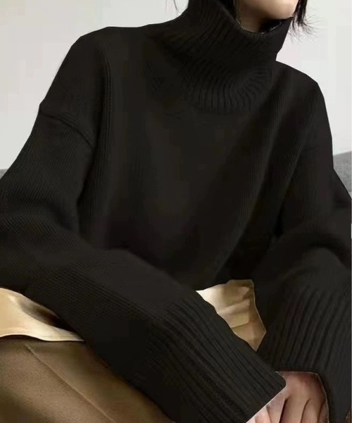 BLANC FICELLE(ブランフィセル)の「ニット タートル(ニット/セーター・レディース・ブラウン/ベージュ/ブラック/Off White/ワイン/グレー・FREE)」の1枚目の写真