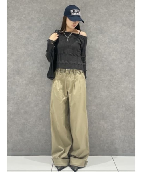 LAGUA GEM（ラグアジェム）の「EYELET TUCK パンツ（その他パンツ・レディース・ベージュ/ネイビー/バーガンディー・X-SMALL/SMALL/MEDIUM）」の20枚目の写真