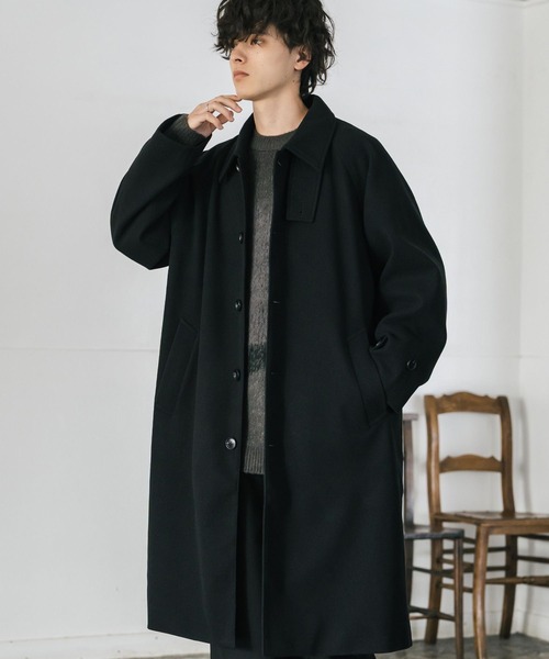 オーバーサイズ T/M ラグランロングステンカラーコート/2WAYチン
