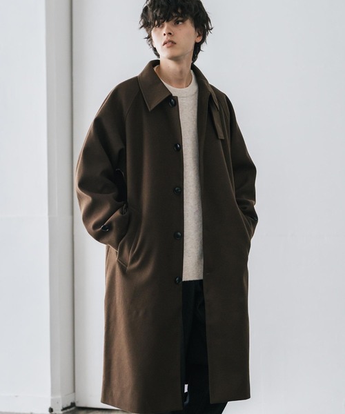 Rocky Monroe(ロッキーモンロー)の「オーバーサイズ T/M ラグランロングステンカラーコート/2WAYチンストラップ付きスタンドネックロングコート(ステンカラーコート・メンズ・ブラック/チェック/チャコール/ブラウン/グレイッシュベージュ・L/M)」の19枚目の写真
