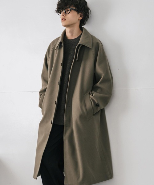 オーバーサイズ T/M ラグランロングステンカラーコート/2WAYチン