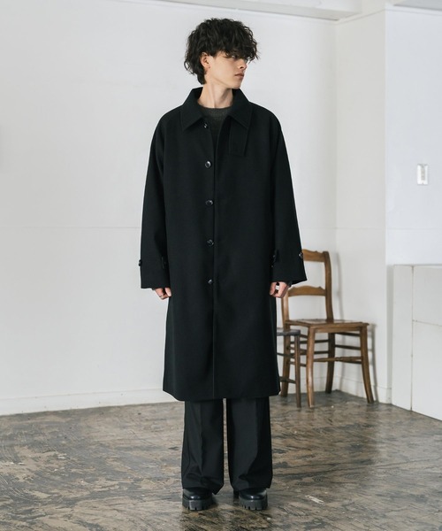 オーバーサイズ T/M ラグランロングステンカラーコート/2WAYチン
