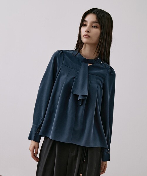 フロントタイタックブラウス｜ウォッシャブル/オフィスカジュアル