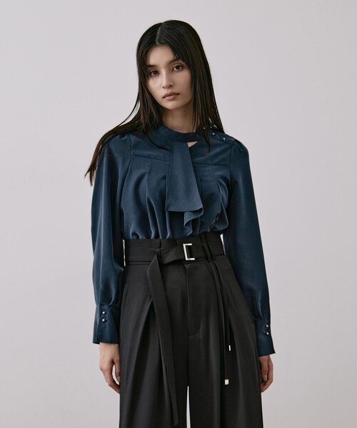 フロントタイタックブラウス｜ウォッシャブル/オフィスカジュアル