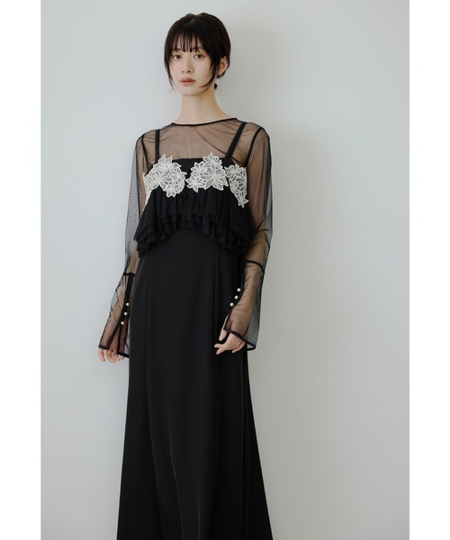 セール】ペタルエンブロイダリードレス 3点セット チュール ブラウス