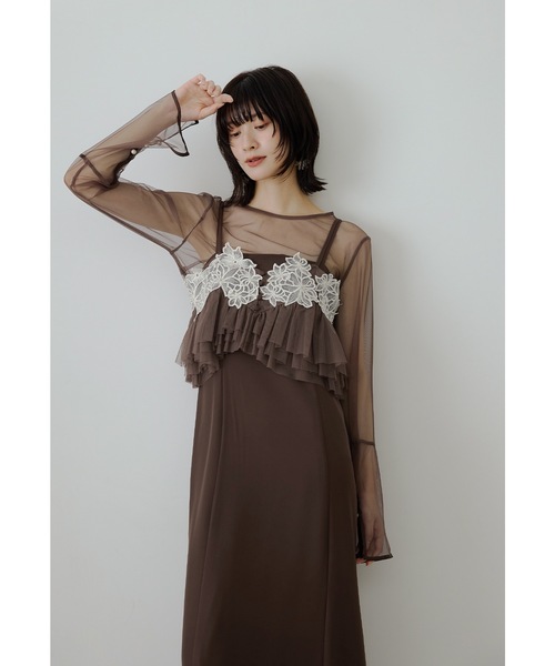 niana(ニアナ)の「ペタルエンブロイダリードレス 3点セット チュール ブラウス ビスチェ キャミワンピース 結婚式 二次会 成人式 同窓会 パーティードレス オケージョンドレス お呼ばれ(ドレス・レディース・チョコ/ブラック/ブルー・S/M/L)」の22枚目の写真