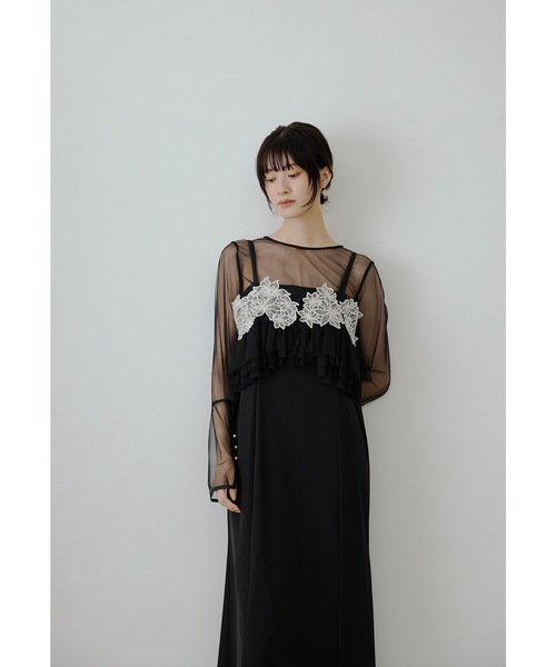niana(ニアナ)の「ペタルエンブロイダリードレス 3点セット チュール ブラウス ビスチェ キャミワンピース 結婚式 二次会 成人式 同窓会 パーティードレス オケージョンドレス お呼ばれ(ドレス・レディース・チョコ/ブラック/ブルー・S/M/L)」の5枚目の写真