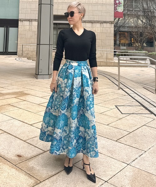 JENNE（ジェンヌ）の「ジャガードドーリー立体スカート（スカート・レディース・ブルー/黄緑系・SMALL/LARGE/MEDIUM）」の12枚目の写真