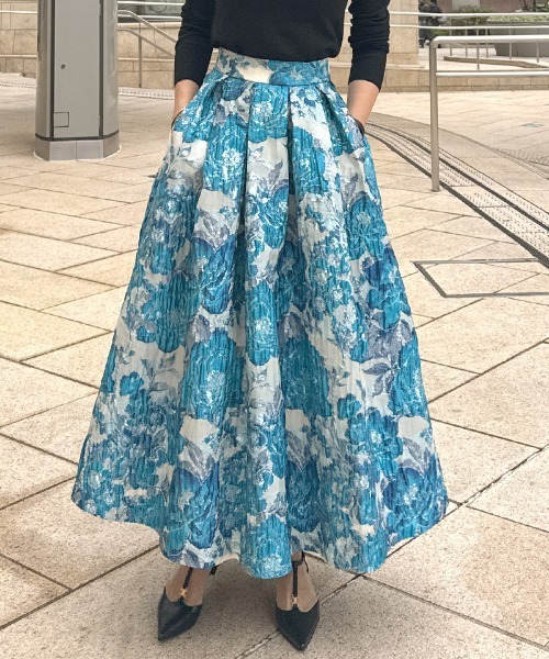 JENNE（ジェンヌ）の「ジャガードドーリー立体スカート（スカート・レディース・ブルー/黄緑系・SMALL/LARGE/MEDIUM）」の13枚目の写真