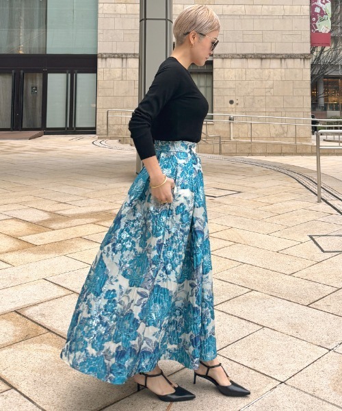 JENNE（ジェンヌ）の「ジャガードドーリー立体スカート（スカート・レディース・ブルー/黄緑系・SMALL/LARGE/MEDIUM）」の15枚目の写真