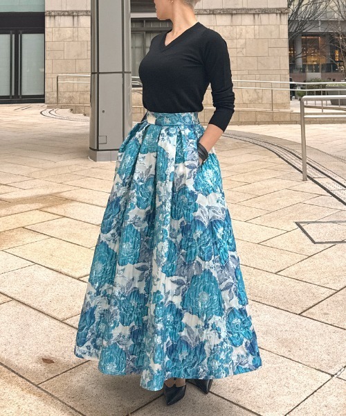 JENNE（ジェンヌ）の「ジャガードドーリー立体スカート（スカート・レディース・ブルー/黄緑系・SMALL/LARGE/MEDIUM）」の16枚目の写真