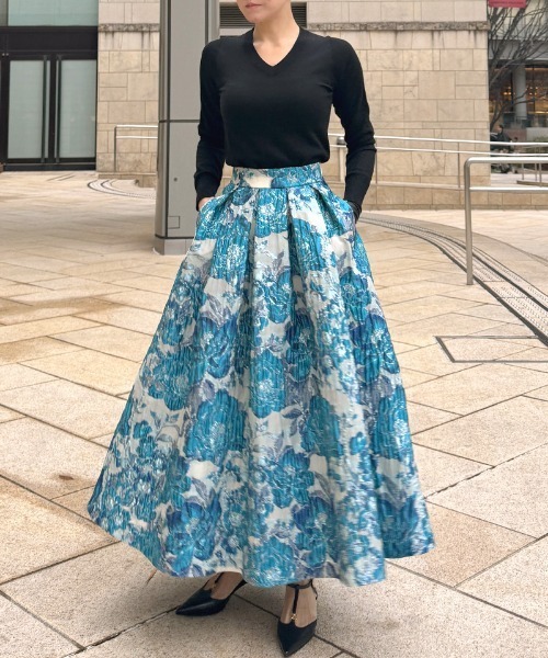 JENNE（ジェンヌ）の「ジャガードドーリー立体スカート（スカート・レディース・ブルー/黄緑系・SMALL/LARGE/MEDIUM）」の17枚目の写真