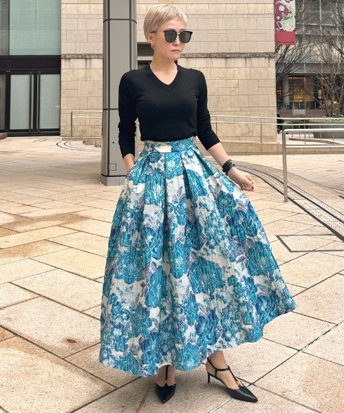 JENNE（ジェンヌ）の「ジャガードドーリー立体スカート（スカート・レディース・ブルー/黄緑系・SMALL/LARGE/MEDIUM）」の18枚目の写真