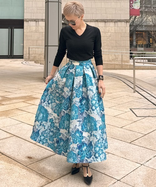 JENNE（ジェンヌ）の「ジャガードドーリー立体スカート（スカート・レディース・ブルー/黄緑系・SMALL/LARGE/MEDIUM）」の19枚目の写真
