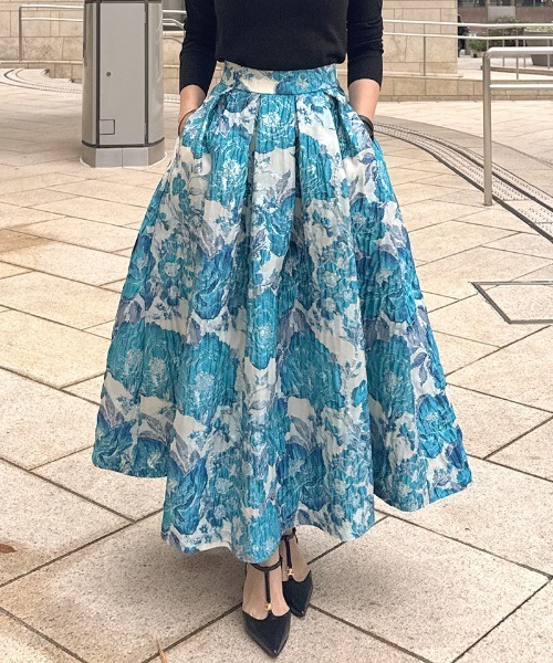 JENNE（ジェンヌ）の「ジャガードドーリー立体スカート（スカート・レディース・ブルー/黄緑系・SMALL/LARGE/MEDIUM）」の20枚目の写真