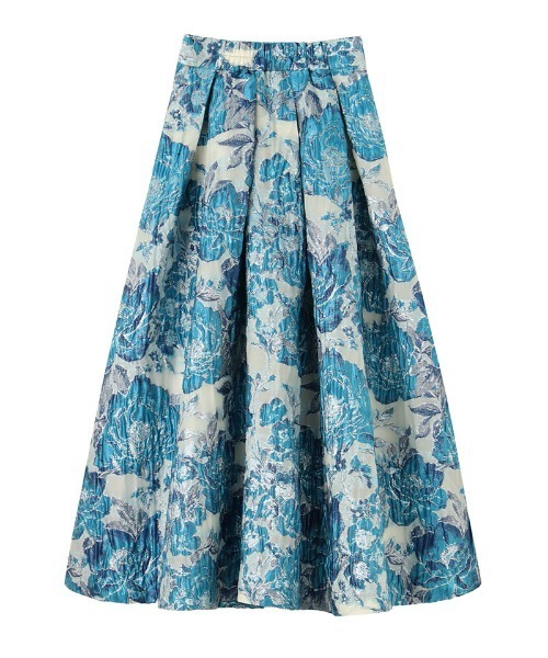 JENNE（ジェンヌ）の「ジャガードドーリー立体スカート（スカート・レディース・ブルー/黄緑系・SMALL/LARGE/MEDIUM）」の3枚目の写真