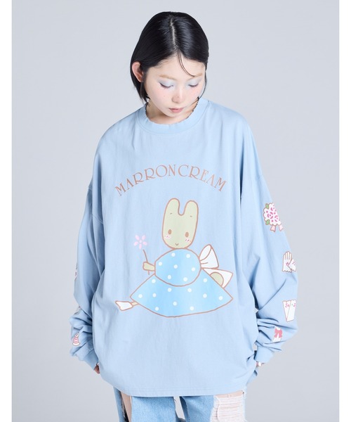 Little sunny bite(リトルサニーバイト)の「【RES】【Little Sunny Bite】MARRONCREAM x little sunny bite long tee(Tシャツ/カットソー・レディース・ホワイト/ブラック/ブルー・MEDIUM/SMALL)」の3枚目の写真