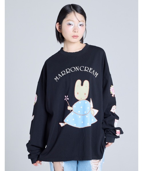 Little sunny bite(リトルサニーバイト)の「【RES】【Little Sunny Bite】MARRONCREAM x little sunny bite long tee(Tシャツ/カットソー・レディース・ホワイト/ブラック/ブルー・MEDIUM/SMALL)」の15枚目の写真