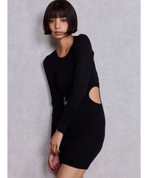 GYDA | LONG SLEEVE SIDE OPEN ニットミニワンピース(ワンピース)